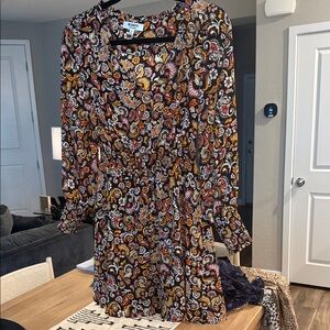 BB Dakota Black Multicolor Paisley Long Sleeve Dress